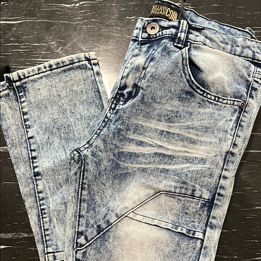 Blue Distressed Jeans with Vintage Wash